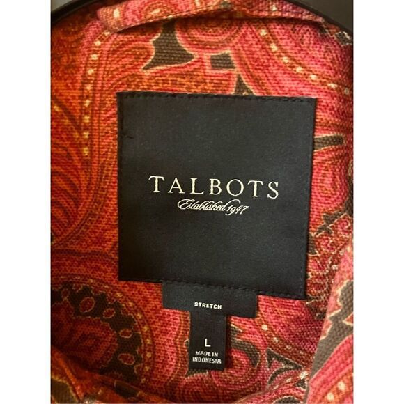 Talbots Pink Paisley Retro Looking Style 3 Botton Oversized Jacket Sz Large - Picture 4 of 4